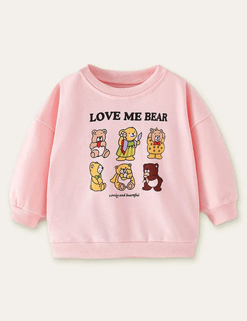 Cartoon Bear Printed Long-Sleeved T-shirt - Mini Taylor